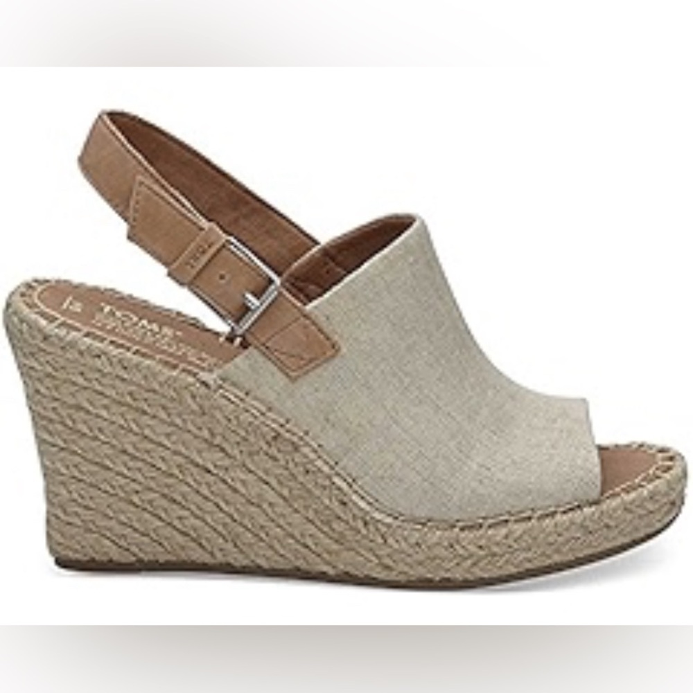 Toms Monica wedge heel size 7 in natural Oxford